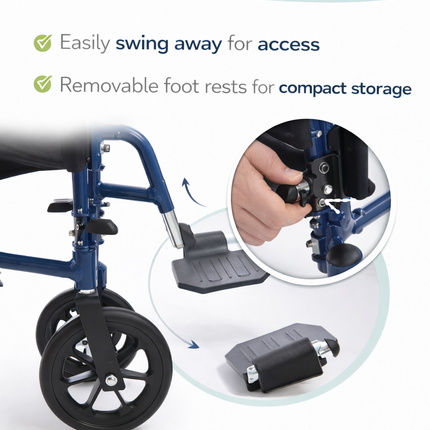 Breeze Premium Lightweight Aluminium Folding Transit Wheelchair, 9.5kg Net Carry Weight, Days Style