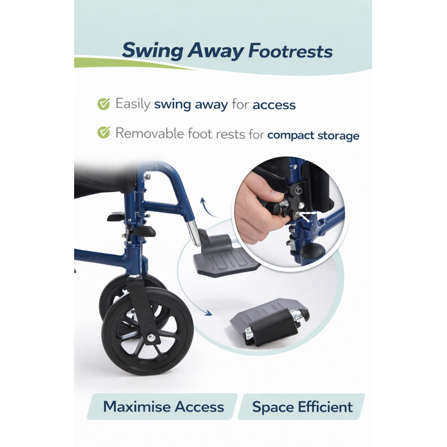 Breeze Premium Lightweight Aluminium Folding Transit Wheelchair, 9.5kg Net Carry Weight, Days Style